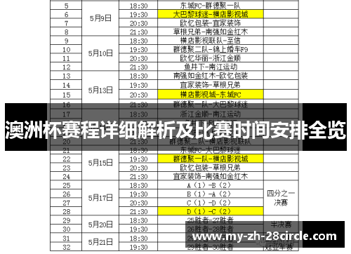 澳洲杯赛程详细解析及比赛时间安排全览